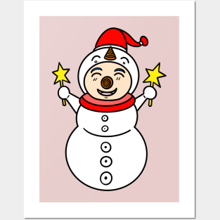 Snowman cartoon boy cosplay Posters and Art